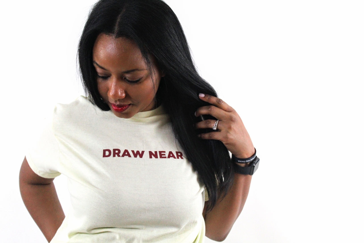 Draw Near Tee | Ivory + Maroon (Luxe)