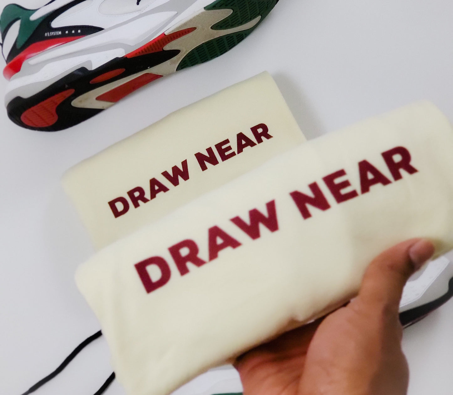 Draw Near Tee | Ivory + Maroon (Luxe)